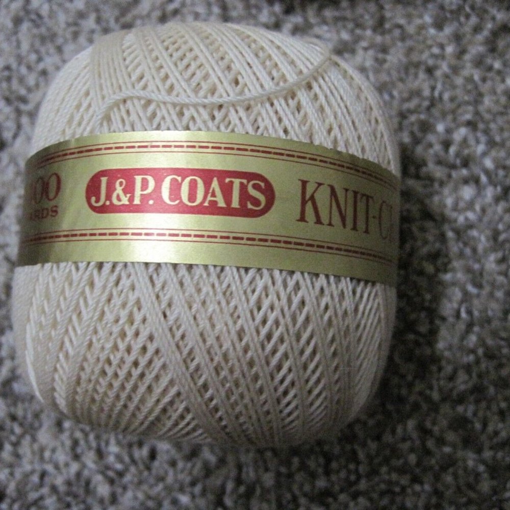 Vintage Set of 4J & P Coats Knit-Cro-Sheen Cotton Crochet Thread 250 Yards Cream